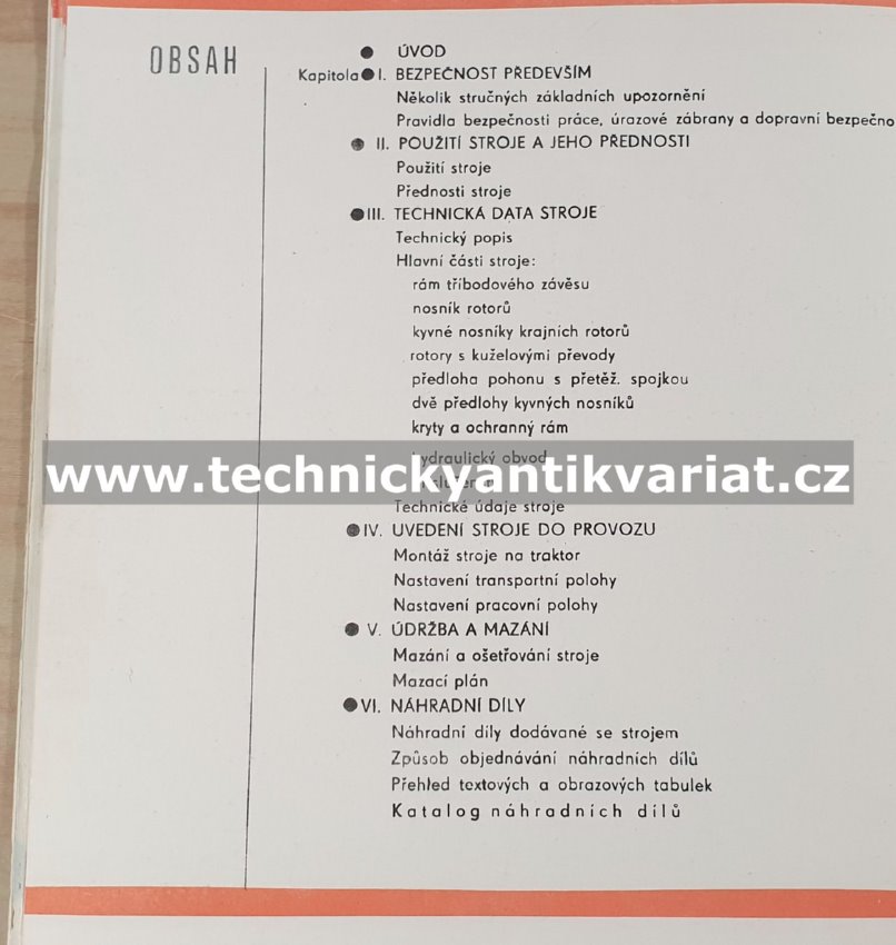 Obraceč zelené a zavadlé píce OZ4 - návod k obsluze, katalog dílů (1984)