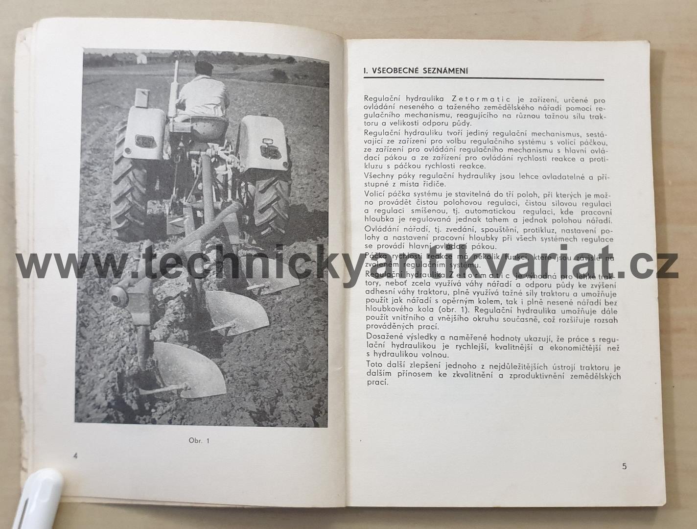 Zetormatic - regulační hydraulika (popis, údržba, seřízení, seznam náhradních dílů)