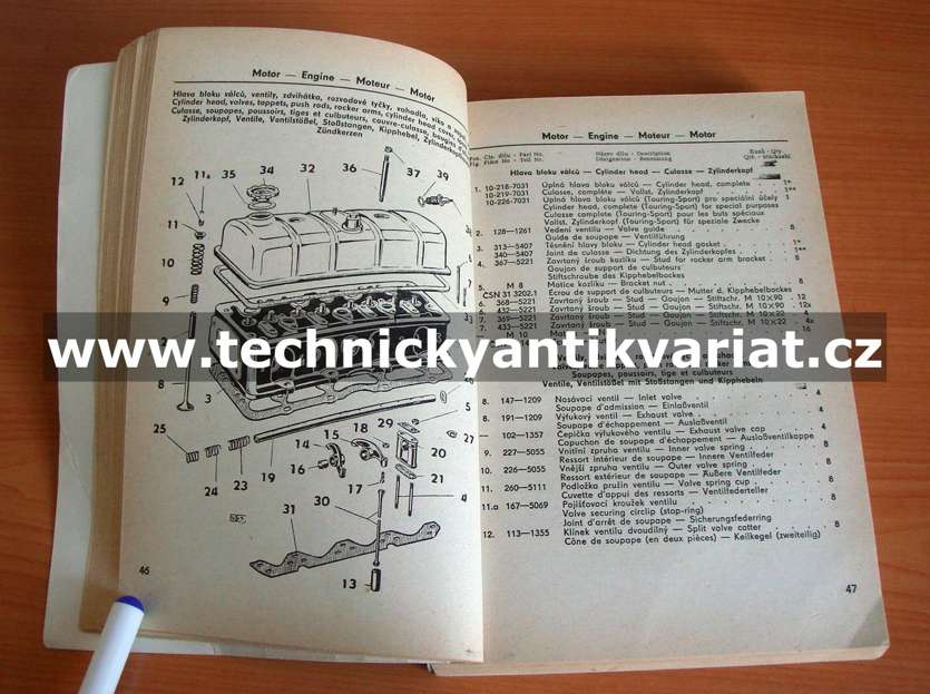 Škoda Octavia - seznam náhradních dílů 1962