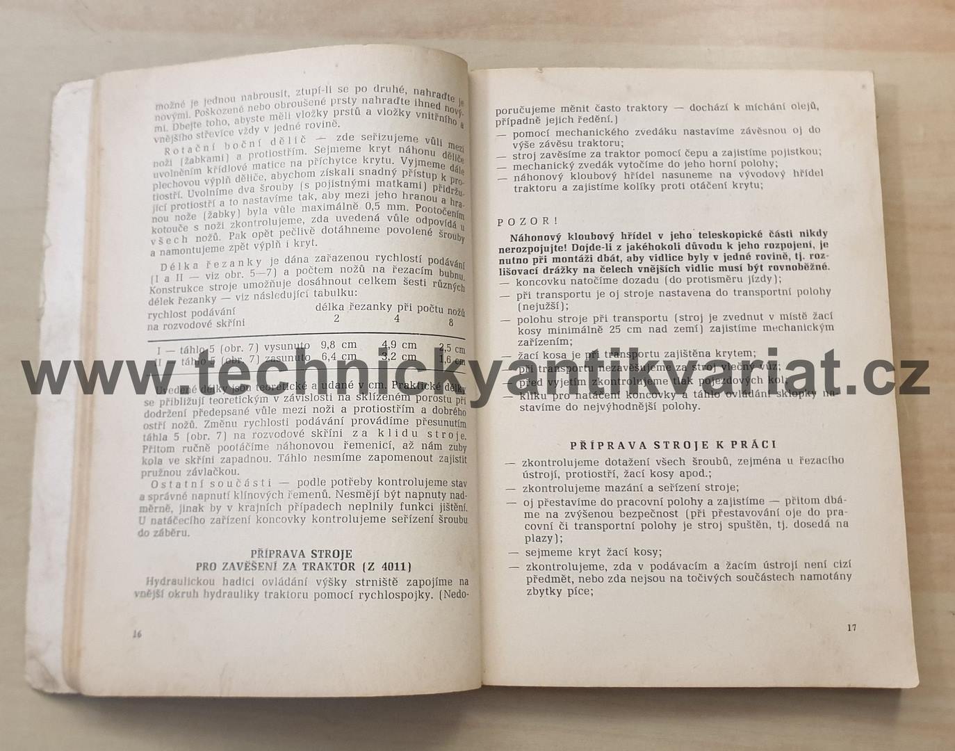 Sklízecí řezačka SP 152 - návod k obsluze a katalog dílů (1973)