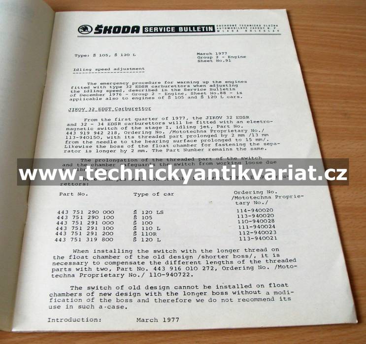 Škoda Service bulletin 1.1977