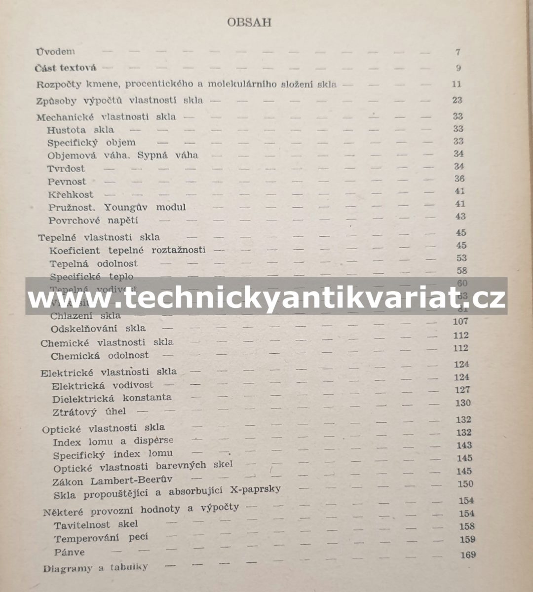 Sklářské tabulky a výpočty - Miloš B.Volf (1952)