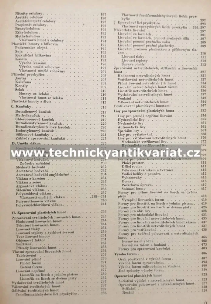 Přehled výroby zpracování a použití plastických hmot - Blabolil (1956)