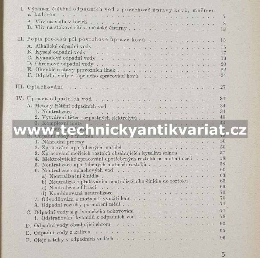 Čištění odpadních vod z povrchové úpravy kovů - Šolín, Ptáček (1965)