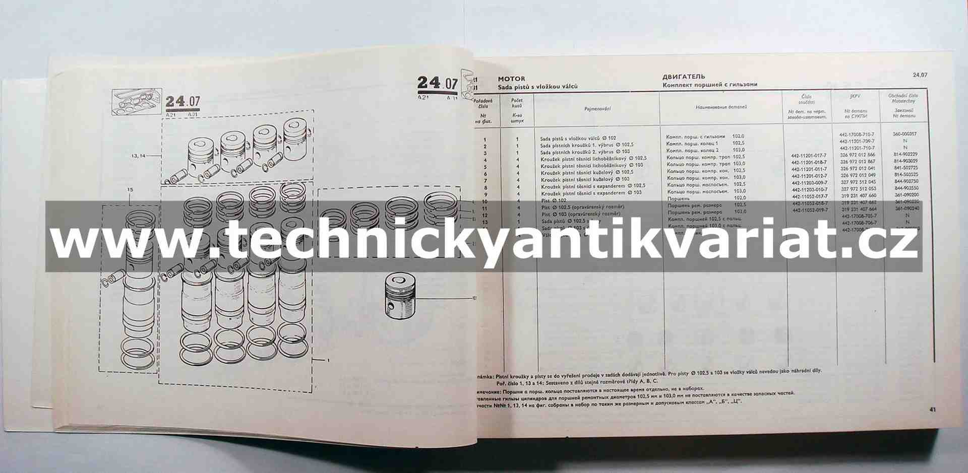 Avia A21, A21F - Katalog náhradních dílů (1987)
