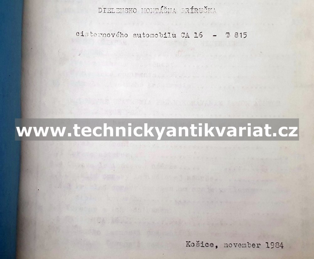 Tatra 815 CAS 16T - Dílenská příručka (1984) POUZE TEXTOVÁ ČÁST!