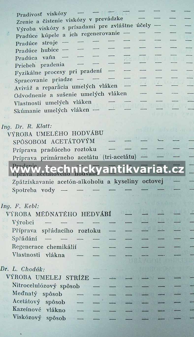 Výroba umelých vláken - Rudolf Klatt (1949)
