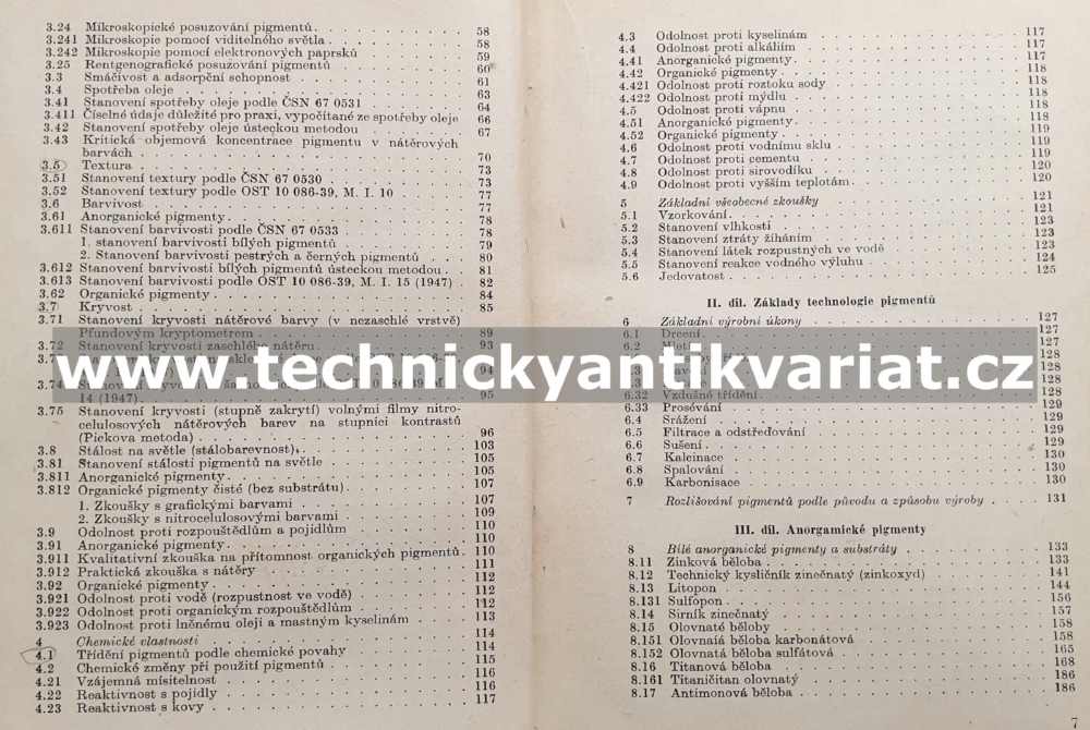 Pigmenty práškové barvy - Rožan, Vaníček (1959)