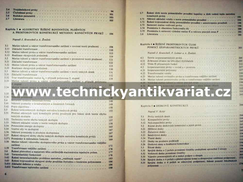 Výpočet plošných a prostorových konstrukcí metodou konečných prvků - Kolář, Kratochvíl, Leitner, Ženíšek (1972)