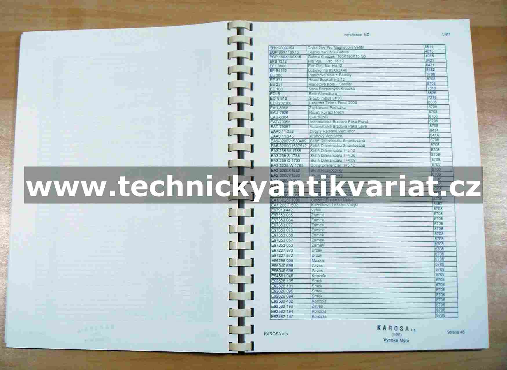 Karosa certifikace náhradních dílů