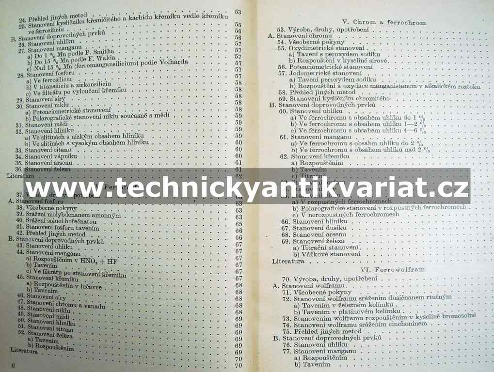 Rozbory ferroslitin, speciálních slitin a přísadních hmot ocelářských (1954)