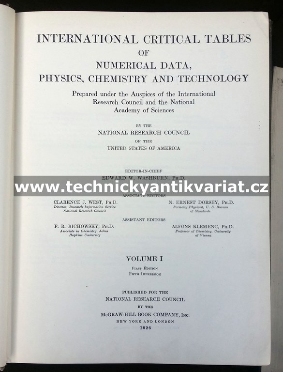 International Critical Tables 1-8