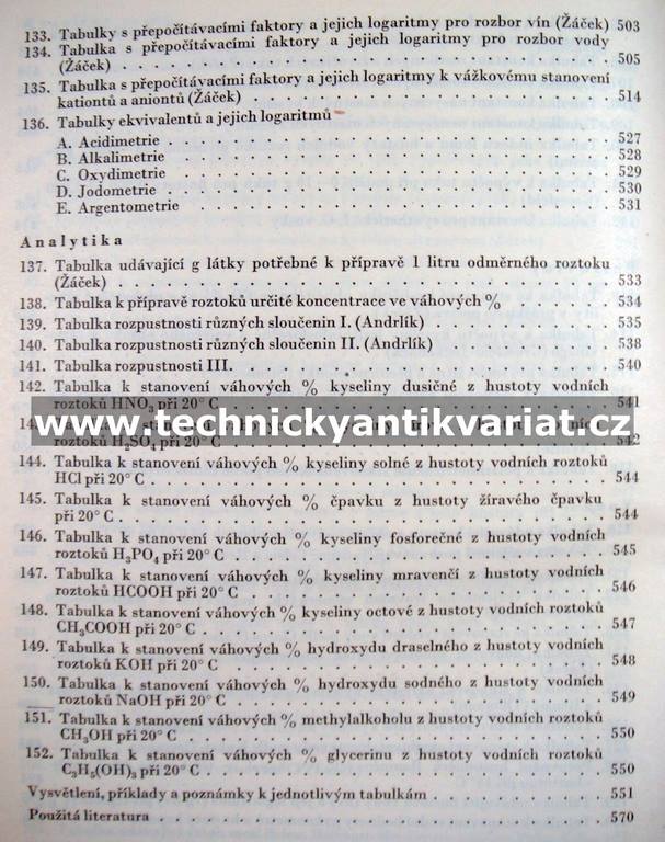 Chemické tabulky - Žáček, Andrlík (1953)