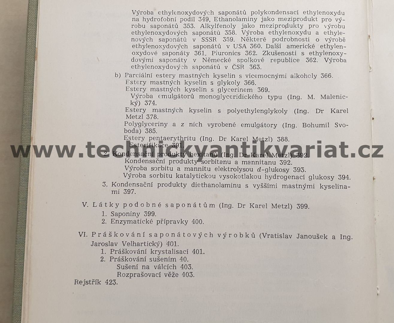 Technologie saponátů - K. Metzl, M. Maťas (1956)