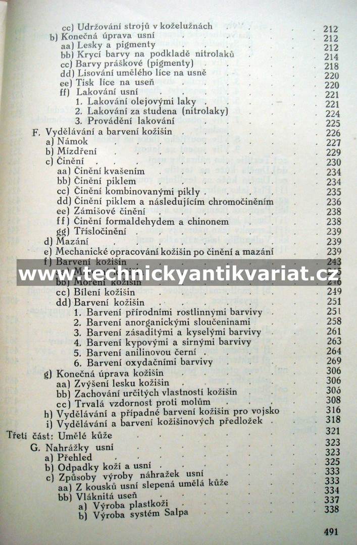 Koželužství, vydělávání a barvení kožišin, výroba náhražek usní - Liboslav Masner (1948)