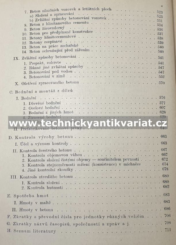 Technologie betonu II. Složení malt a betonů, jejich výroba a kontrola - S. Bechyně (1957)