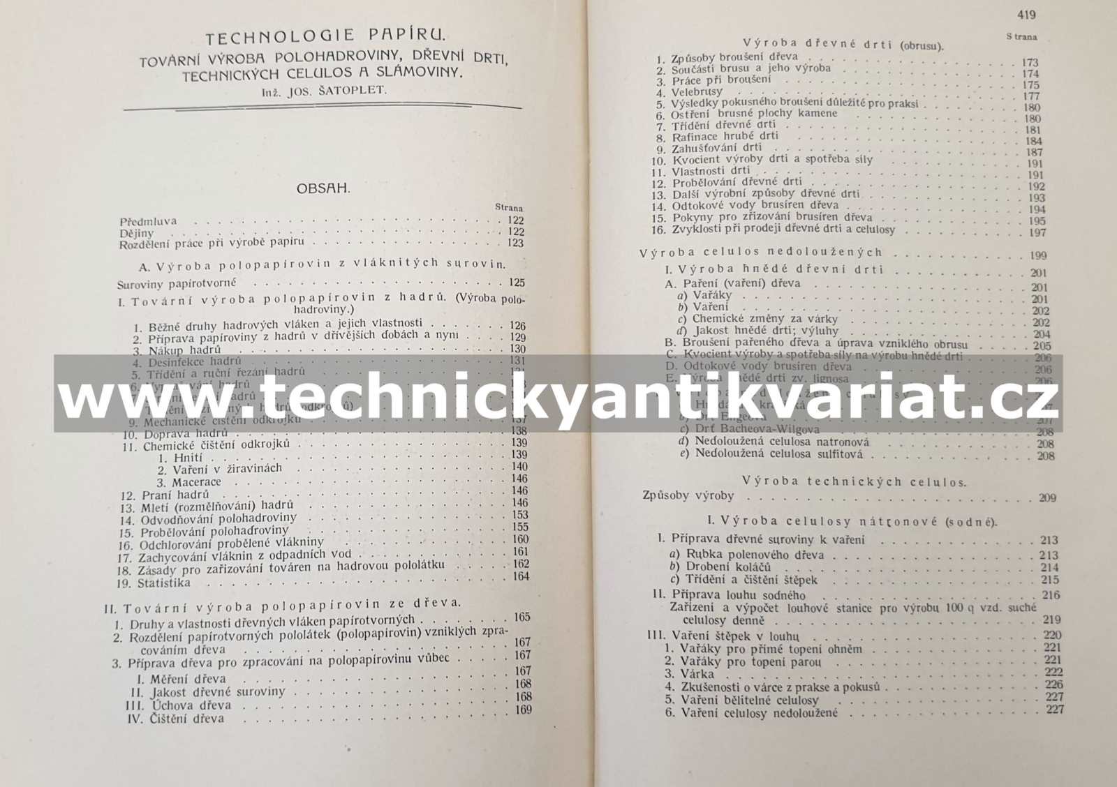 Tříselné extrakty, suchá destilace dřeva, technologie papíru - Jan Jedlička, Jos. Šatoplet (1923)