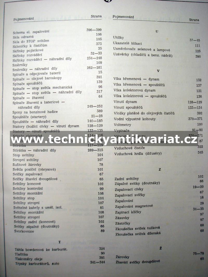 Katalog elektrického příslušenství a karburátorů pro motorová vozidla