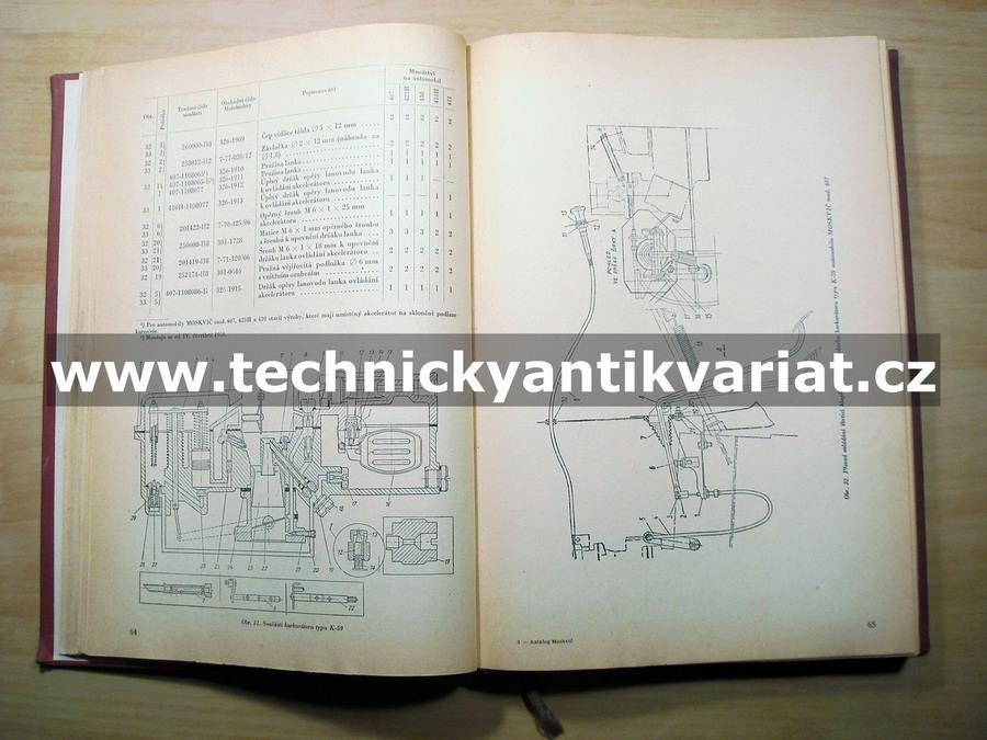 Moskvič 407, 410H, 411, 423H, 430 - katalog náhradních dílů