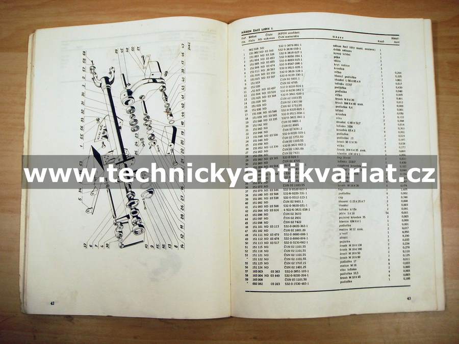 Žací ústrojí ŽT 402-1 - návod k obsluze a údržbě, seznam dílů