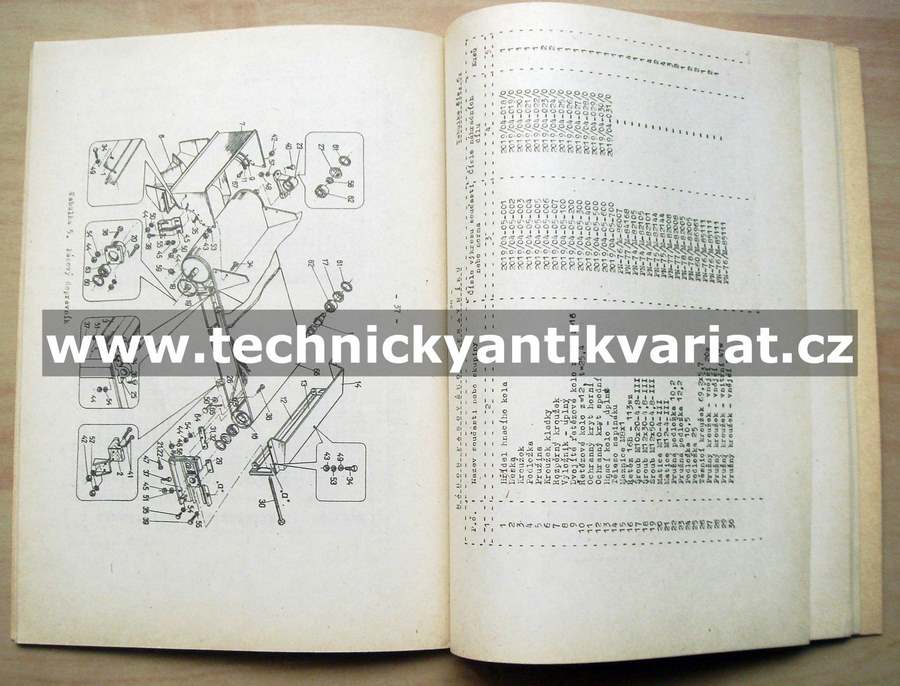 Rozmetadlo vápna a nerostného hnojiva N019 - návod k obsluze, katalog dílů