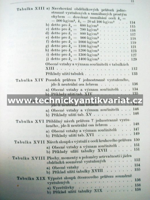 Železový beton II. tabulky pro výpočty průřezů - Klokner, Hruban (1960)