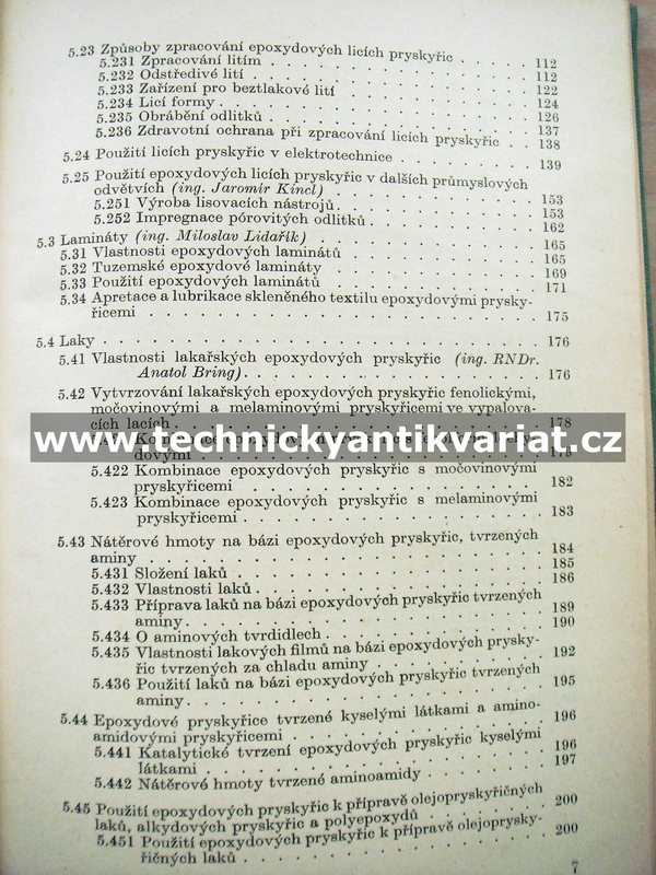 Epoxydové pryskyřice - Lidařík, Kincl, Bring (1959)