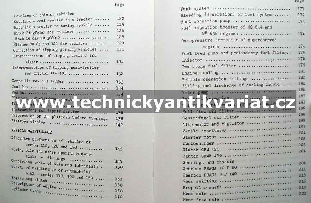 Liaz 110, 120, 150 - Operation and maintenance manual of automobiles and chassis (1991)