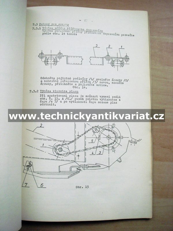 ŽT 300-1 žací ústrojí - návod k obsluze, seznam dílů (1979)