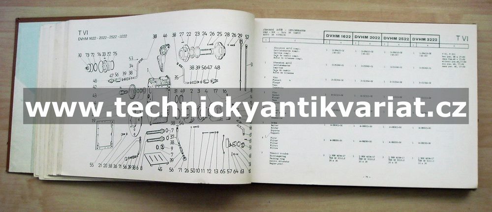 DESTA DVHM 1622, 2022, 2522, 3222 - katalog náhradních dílů (1971)