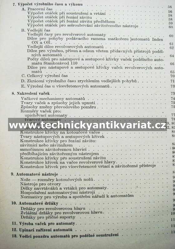Soustružnické automaty - Václavovič, Ševčík, Bílek (1952)