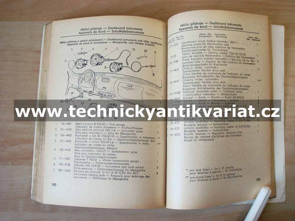 Škoda 440 - seznam náhradních dílů (1957)