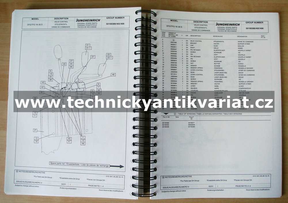 Jungheinrich DFG 16-20 AK, AS - Spare parts catalogue (2001)