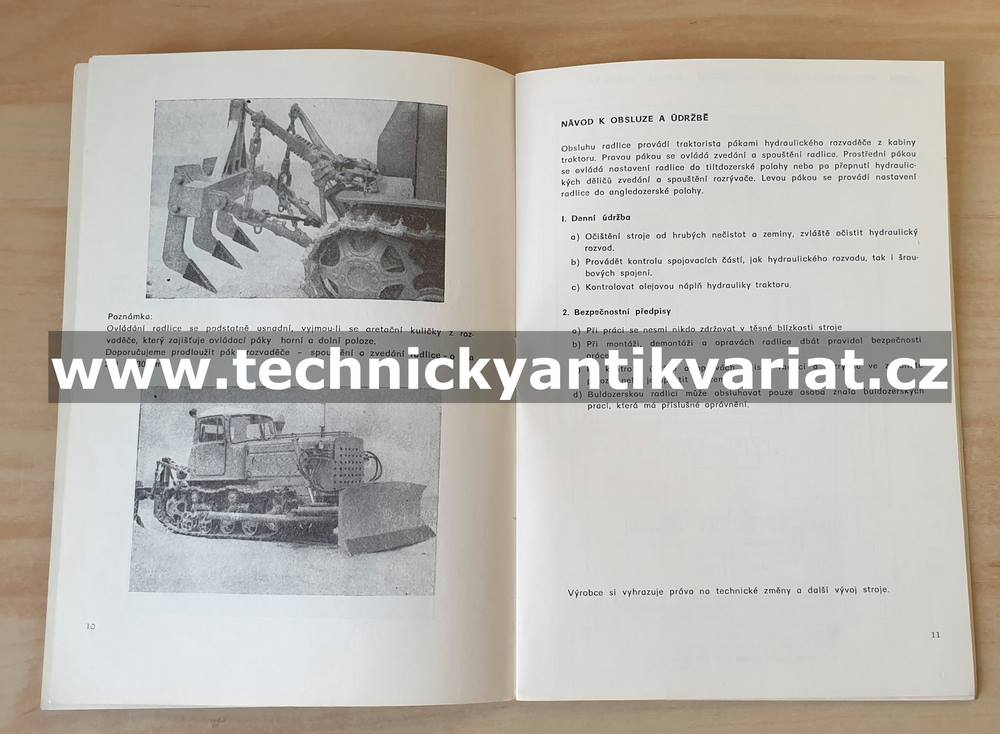 Buldozerová radlice univerzální s rozrývačem BDU-75R - návod k obsluze, seznam dílů