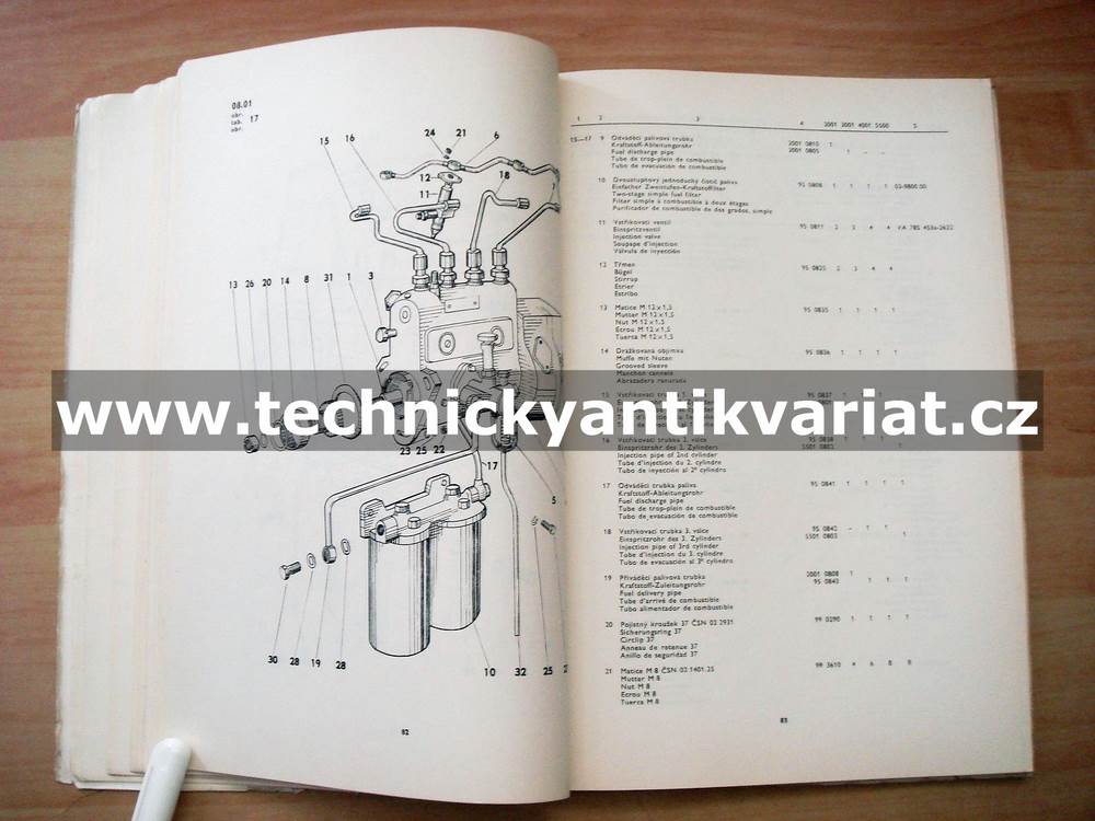 Zetor 2001, 3001, 4001, 5501 - katalog náhradních dílů pro motory (1970)