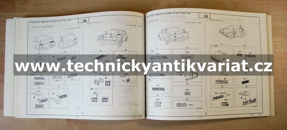 Toyota Corolla, Trueno - Quick reference parts catalog (1982)