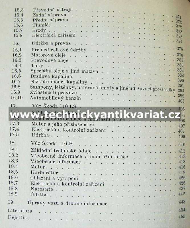 Škoda 110, 110L, 110L, 110LS, 110R - údržba a opravy vozů (1972)