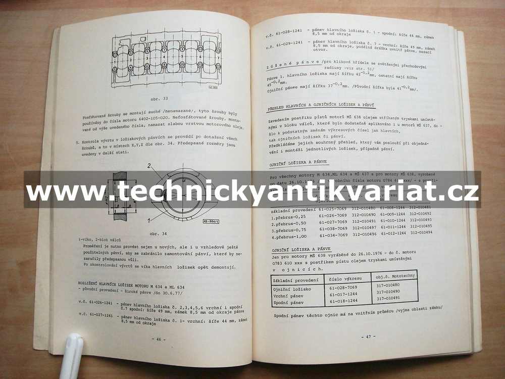 MT100 motory M634, ML 634, MŠ 637 - dílenská příručka (1980)