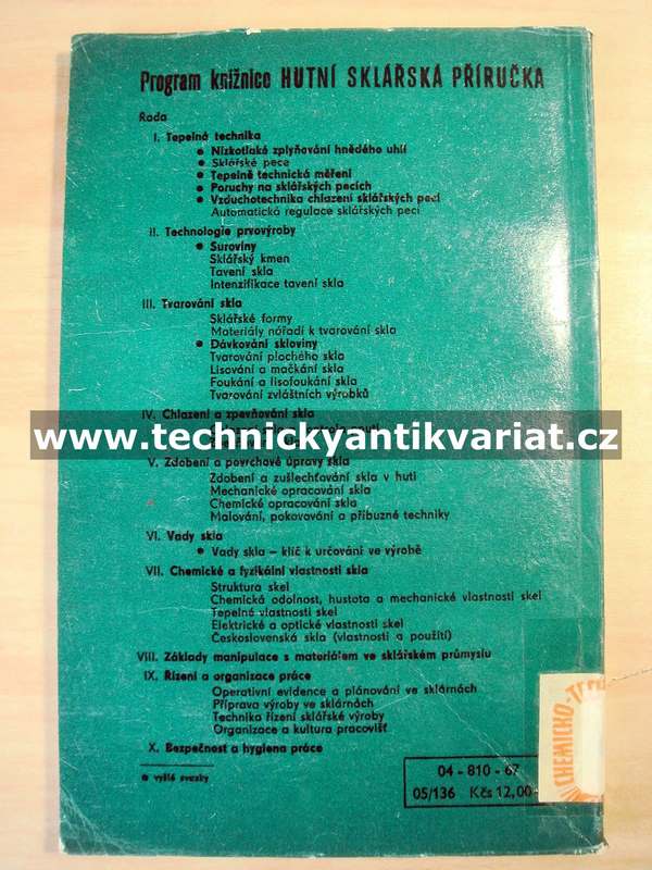 Chemická odolnost, hustota a mechanické vlastnosti skel - (1967)