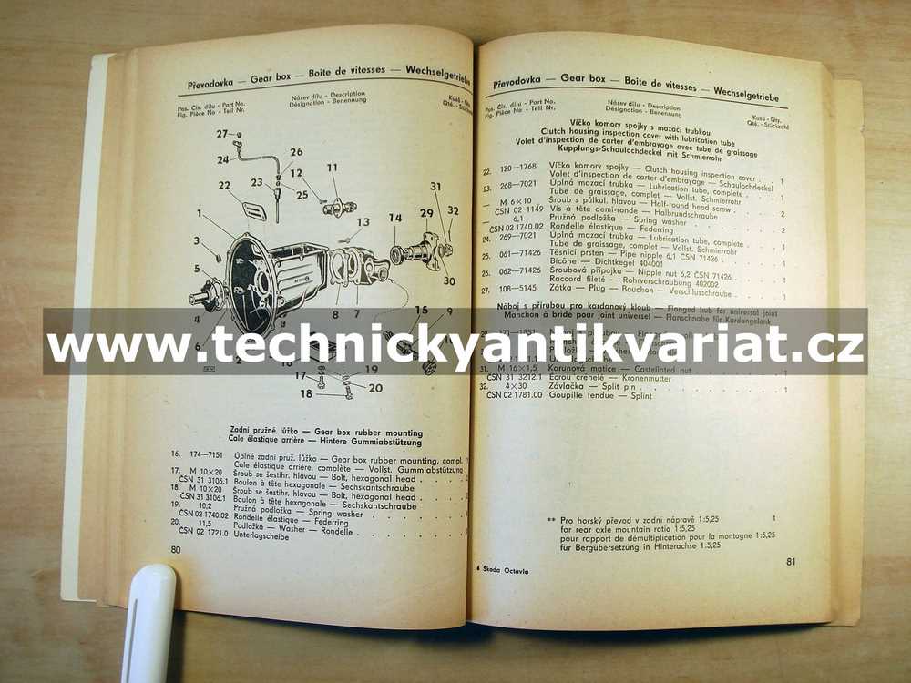 Škoda Octavia, Škoda Octavia Super - seznam náhradních dílů (1960)