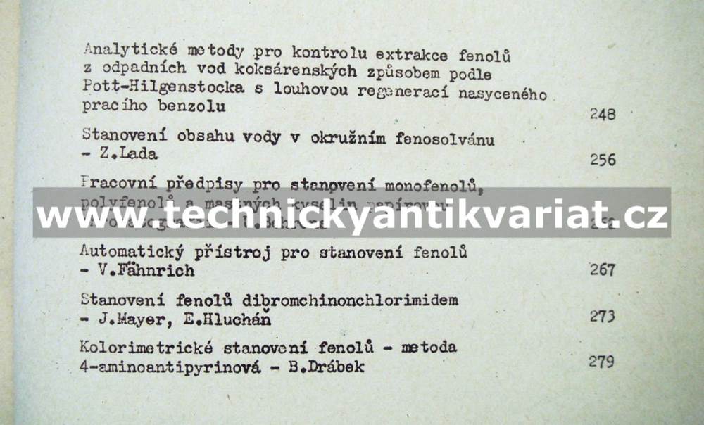 Analytika fenolů a fenolových vod (1958)