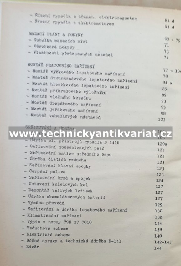 Universálního rypadla D141 - návod k obsluze