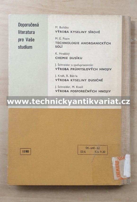 Speciální chemická technologie anorganická I. - Haken, Kalný (1963)