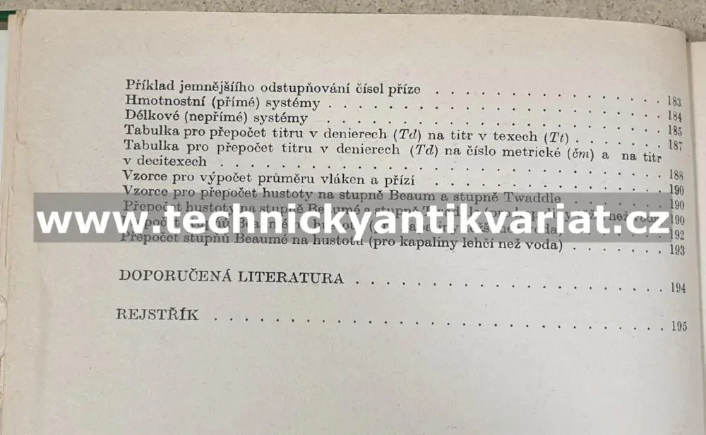 Příruční tabulky pro chemiky vláknaře - J.Foltýn (1975)