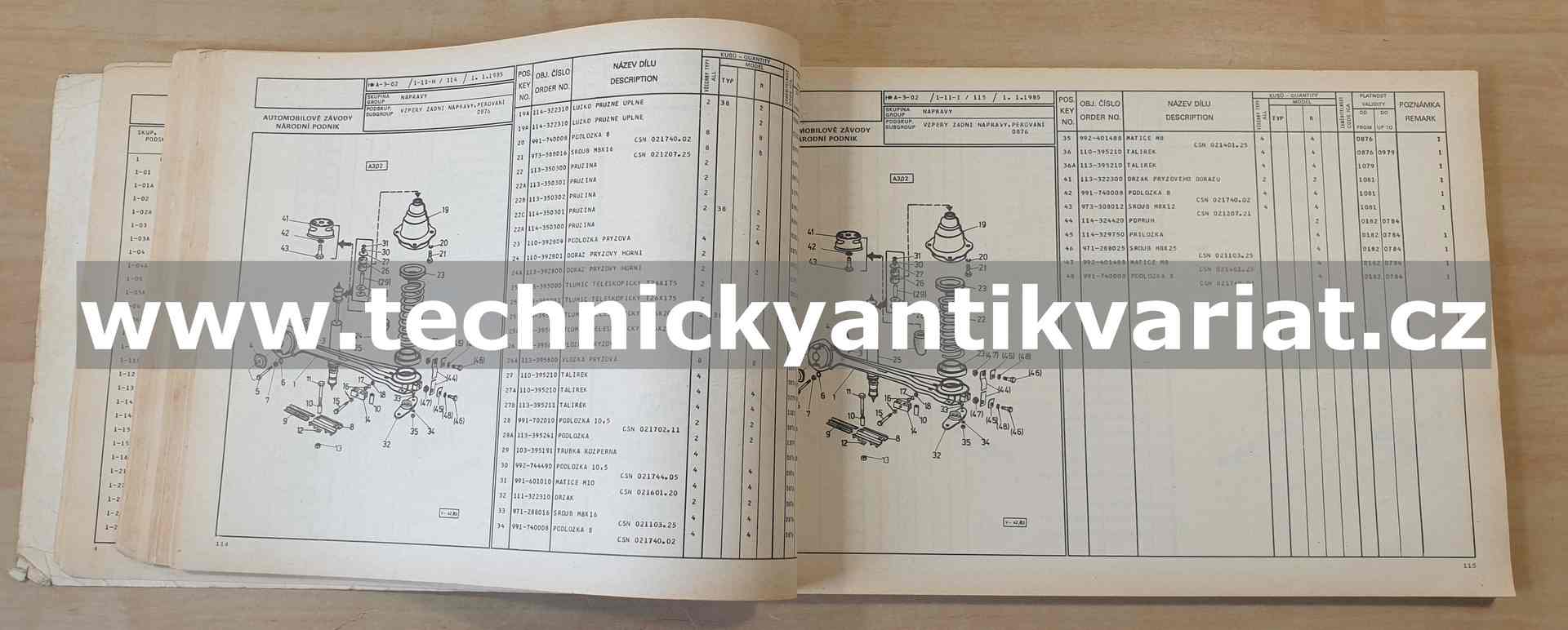 Škoda 105 120 130 Rapid - Seznam náhradních dílů (1985)