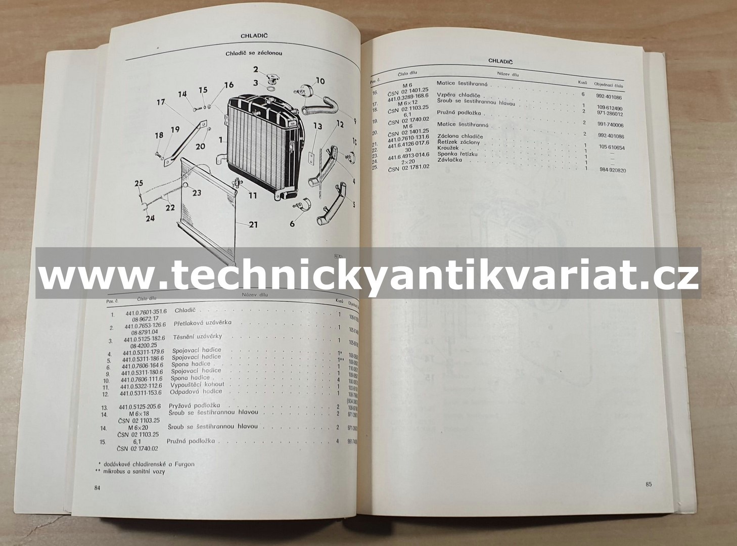 Škoda 1203 VAN, MINIBUS, AMBULANCE, COM, ROL - seznam náhradních dílů (1974)