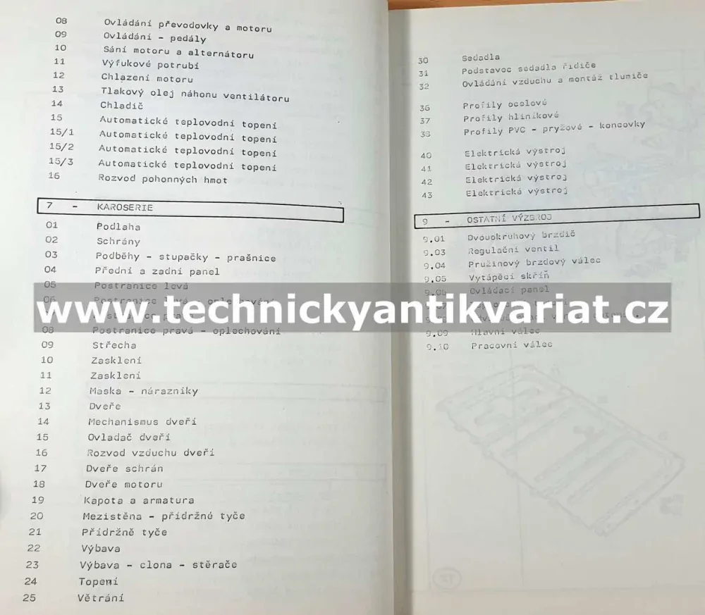 Karosa B731 - katalog náhradních dílů (1982)