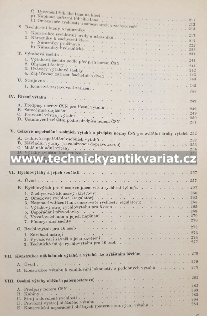 Výtahy osobní a nákladní s elektrickým pohonem - Otakar Balcar (1955)