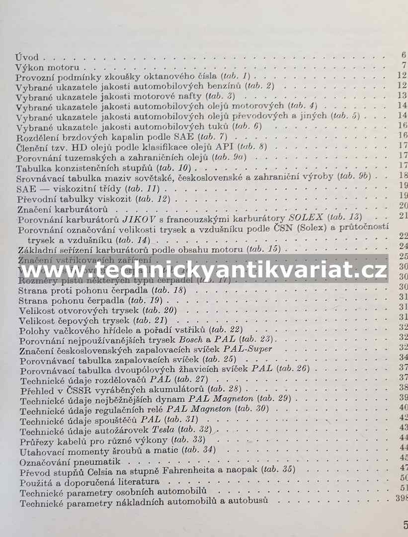 Seřizovací tabulky automobilů - Ivo Bernard (1975)