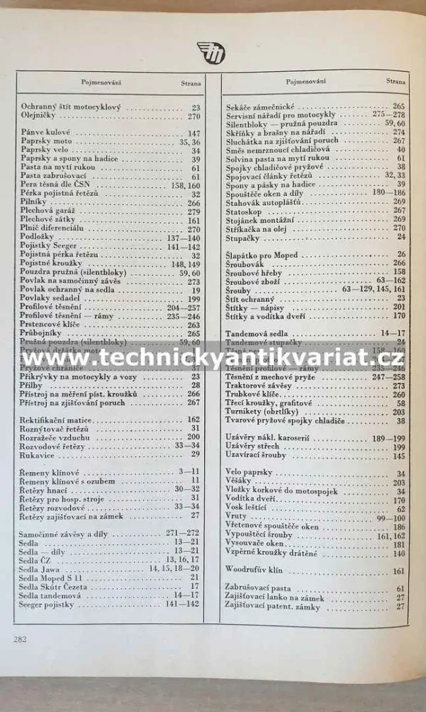 Katalog výzbroje a výstroje motorových vozidel IV. (1958)